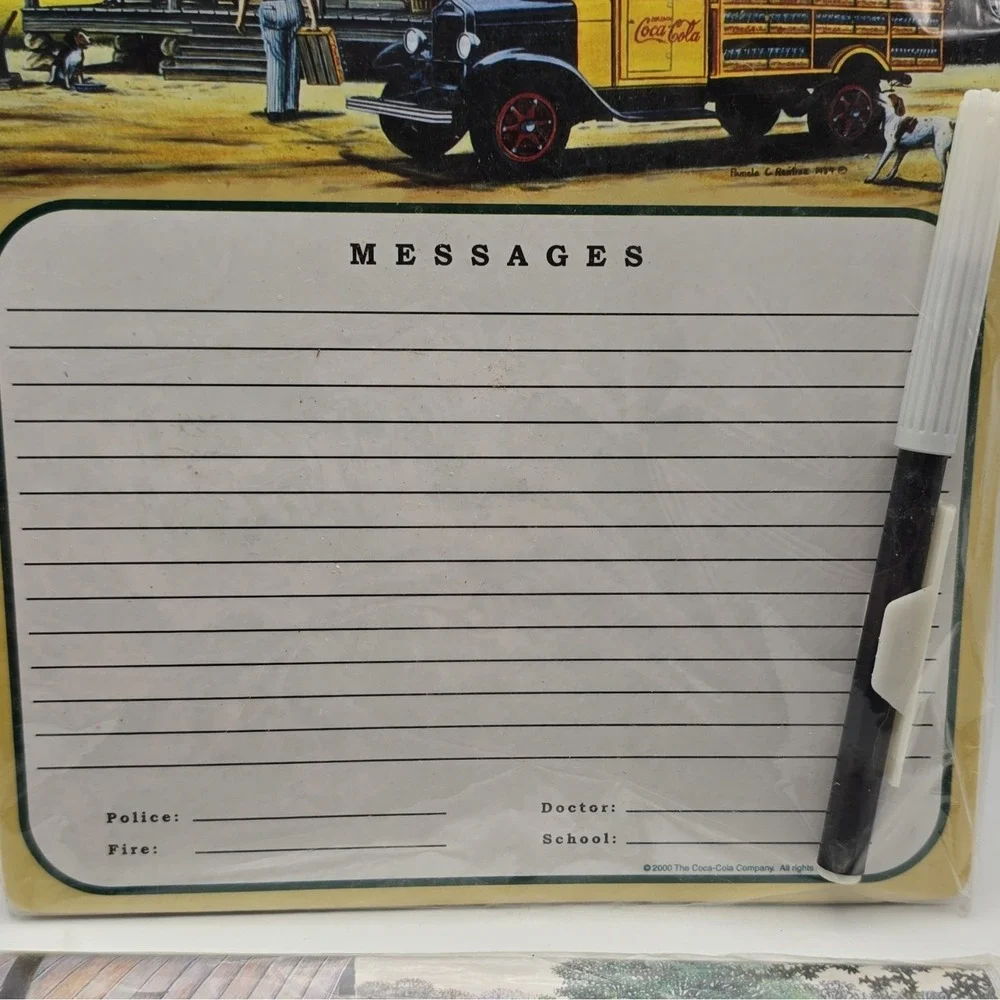 Coca-Cola Magnetic Memo Board w/ Marker & Daily Planner Notepad Set, Multicolor